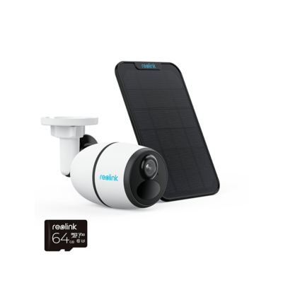 REOLINK Go Series Battery 2K 4G LTE Outdoor Security Camera Kit with Solar Panel & 64 GB Memory Card - White