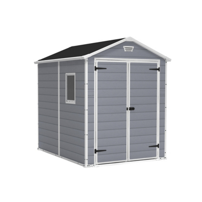 Keter Manor Grey Double Door Outdoor Apex Garden Storage Shed - 6 x 8ft