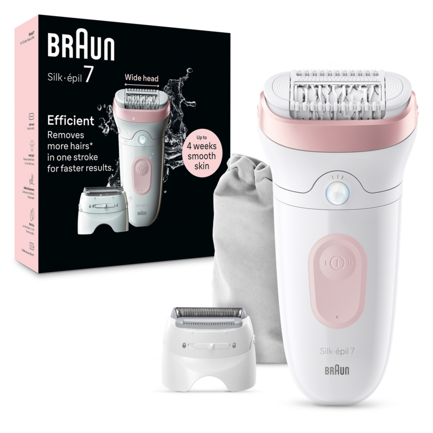 Braun Silk-epil 7 7-030 Epilator - 40 Tweezers - MicroGrip Technology - Wet & Dry - Pink/White - Image 11