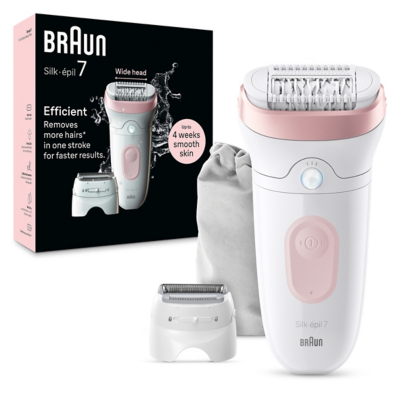 Braun Silk-?pil 7, Epilator With Wide Head For Easy Hair Removal, Wet & Dry, Lasting Smooth Skin, With Lady Shaver Head & Trimmer Comb, 7-030, White