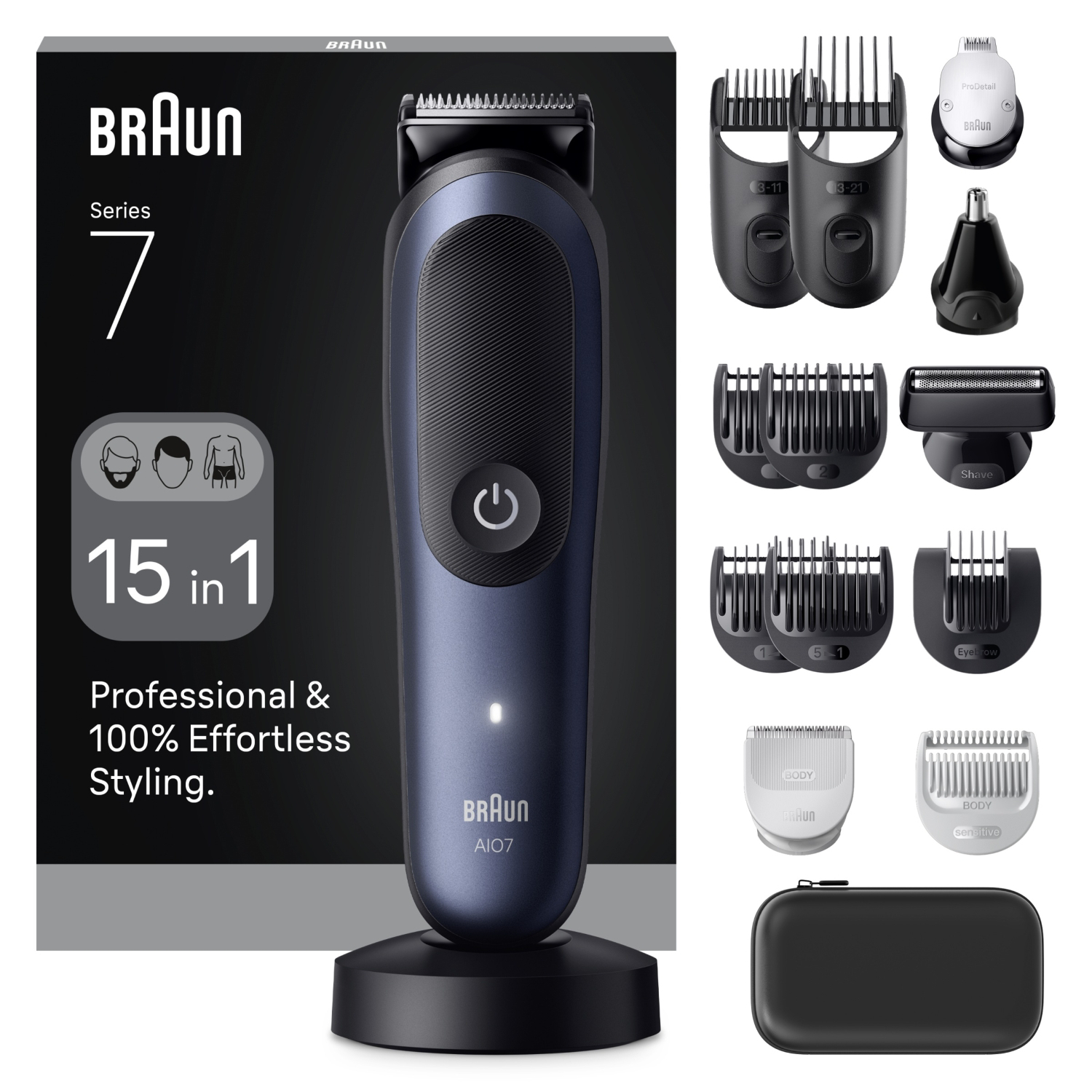 Braun Blue All-In-One Series 7, 15In1 Grooming Kit, Problade, Autosense, Aio7580, - Image 11