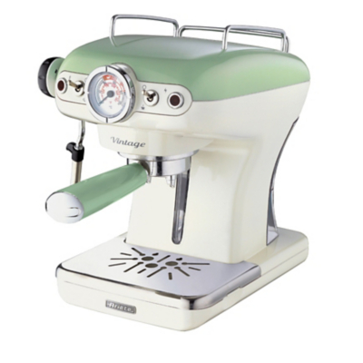 Ariete - 1389/14 Retro Style Espresso Machine & Built In Milk Frother, Barista Coffee Maker Ideal for Americanos, Lattes & Cappuccinos, Filter Holder