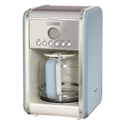 1342/05 Retro Style Filter Coffee Machine, 24 Hour Programmable Timer With Pause and Serve Button and Washable Filter, Blue - Ariete