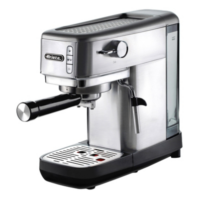 Ariete - 1380 Metal Slim Barista Espresso Coffee Maker Machine & Milk Frother for Powder or Pods, 15 Bar Pressure & Cup Warmer,1.1 liters, Stainless