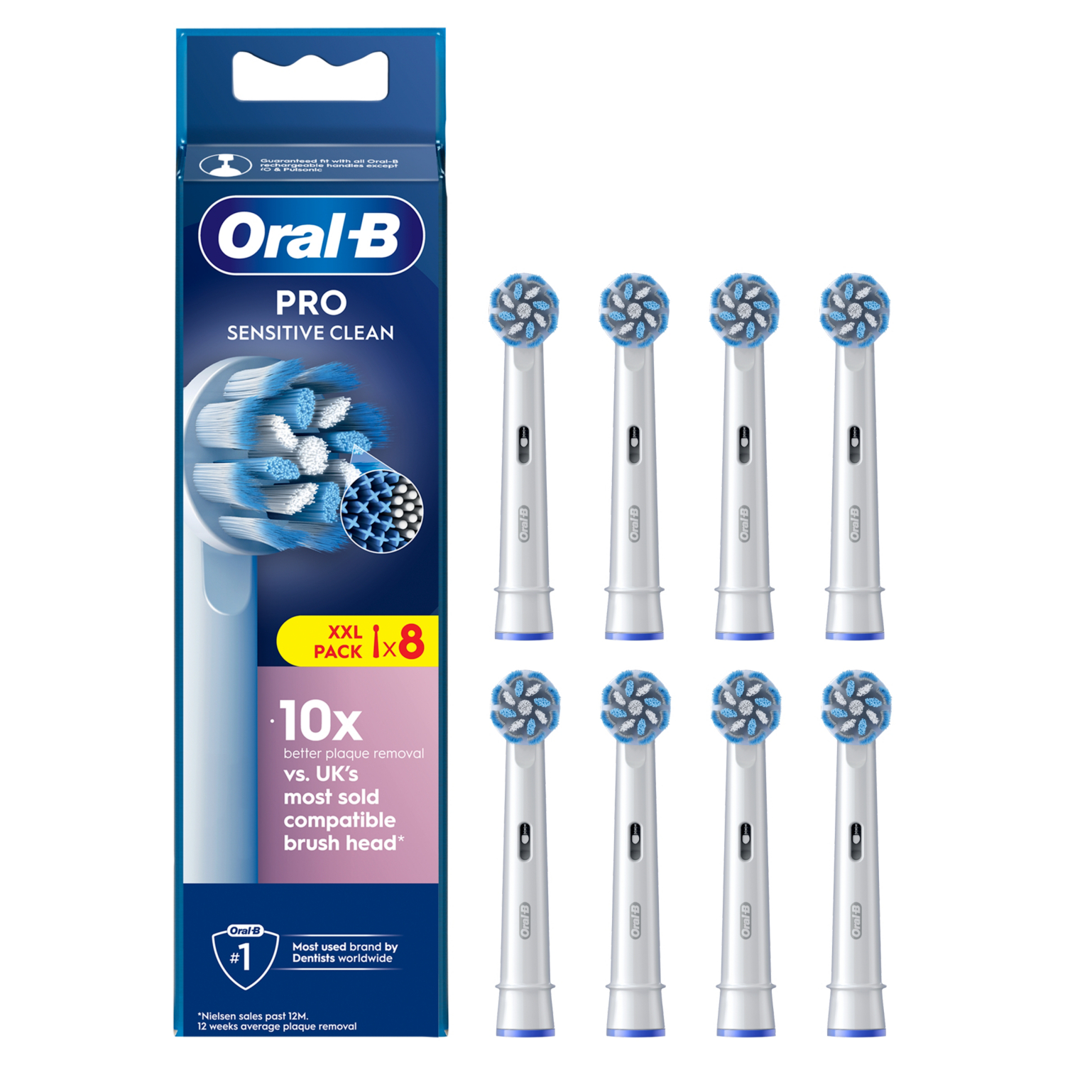 George White Oral-B Pro Sensitive Clean Toothbrush Heads - Pack Of 8