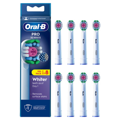 George Oral-B Pro 3D White Toothbrush Heads - Pack of 8 - White
