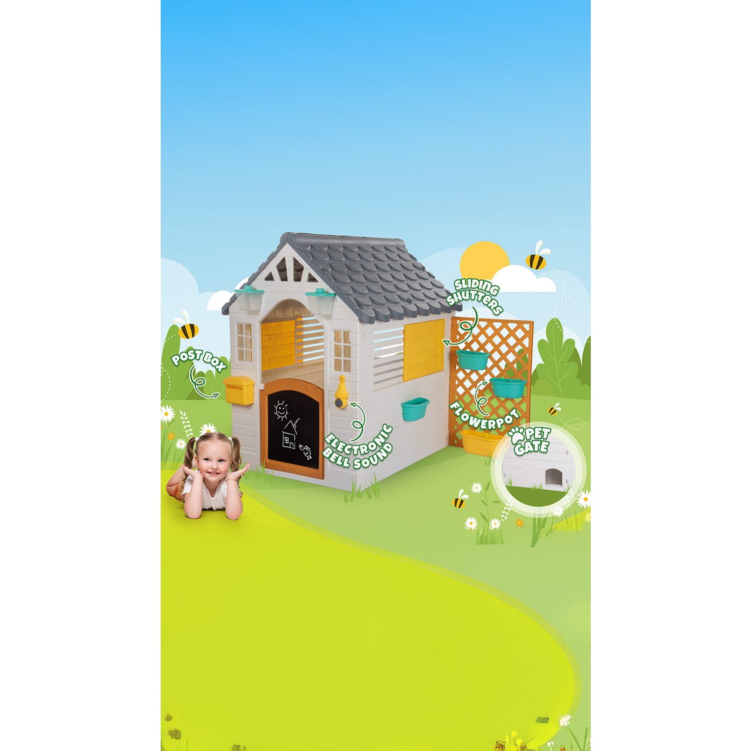George Multi Dolu Garden Playhouse With Fence