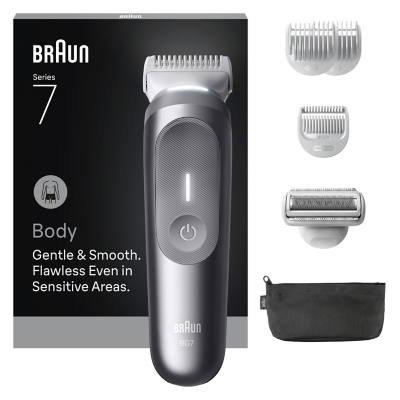 Braun Body Groomer Series 7, +6 Grooming Tools, Trim & Shave, Waterproof, BG7550, Grey, Grey