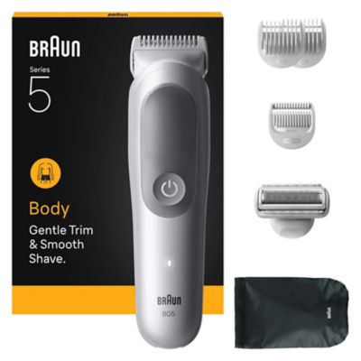 Braun Body Groomer Series 5, +6 Grooming Tools, Trim & Shave Hair, Waterproof, BG5550, Grey, Grey