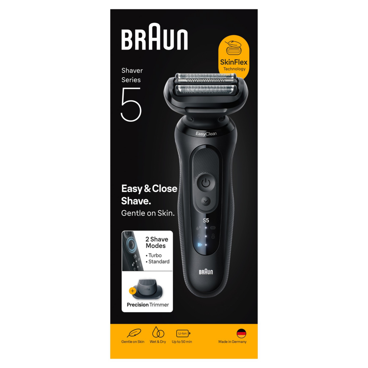 Braun Series 5 Electric Shaver 52-N1200S - 3 Flex Blades - Up to 50 min Runtime - Black - Image 11