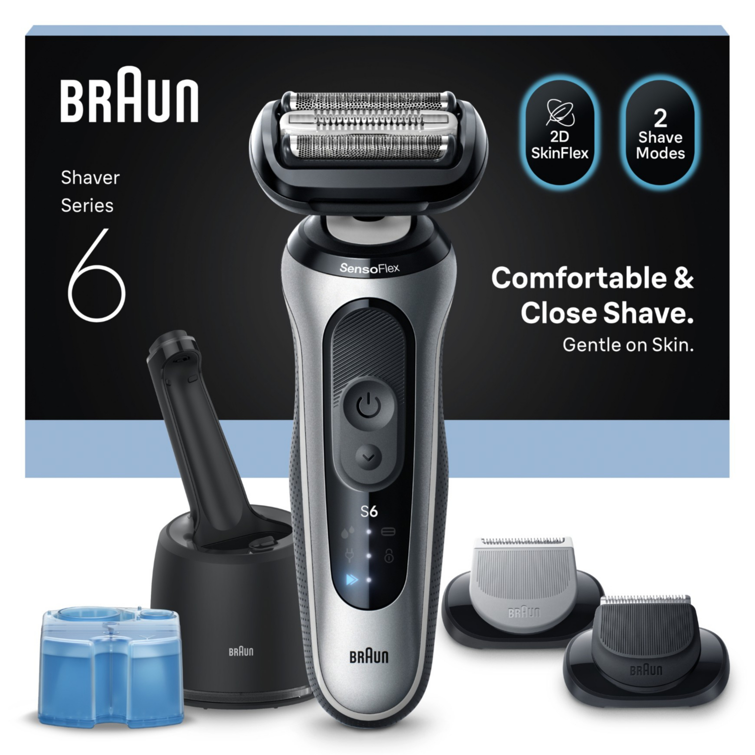Braun Series 6 62-S7650cc Wet & Dry Shaver & Smartcare Centre - Silver, Silver/Grey - Image 12