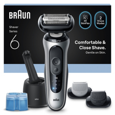 Braun Series 6 Electric Shaver, SmartCare Center, +2 Attachments, 62-S7650CC, Silver, Silver