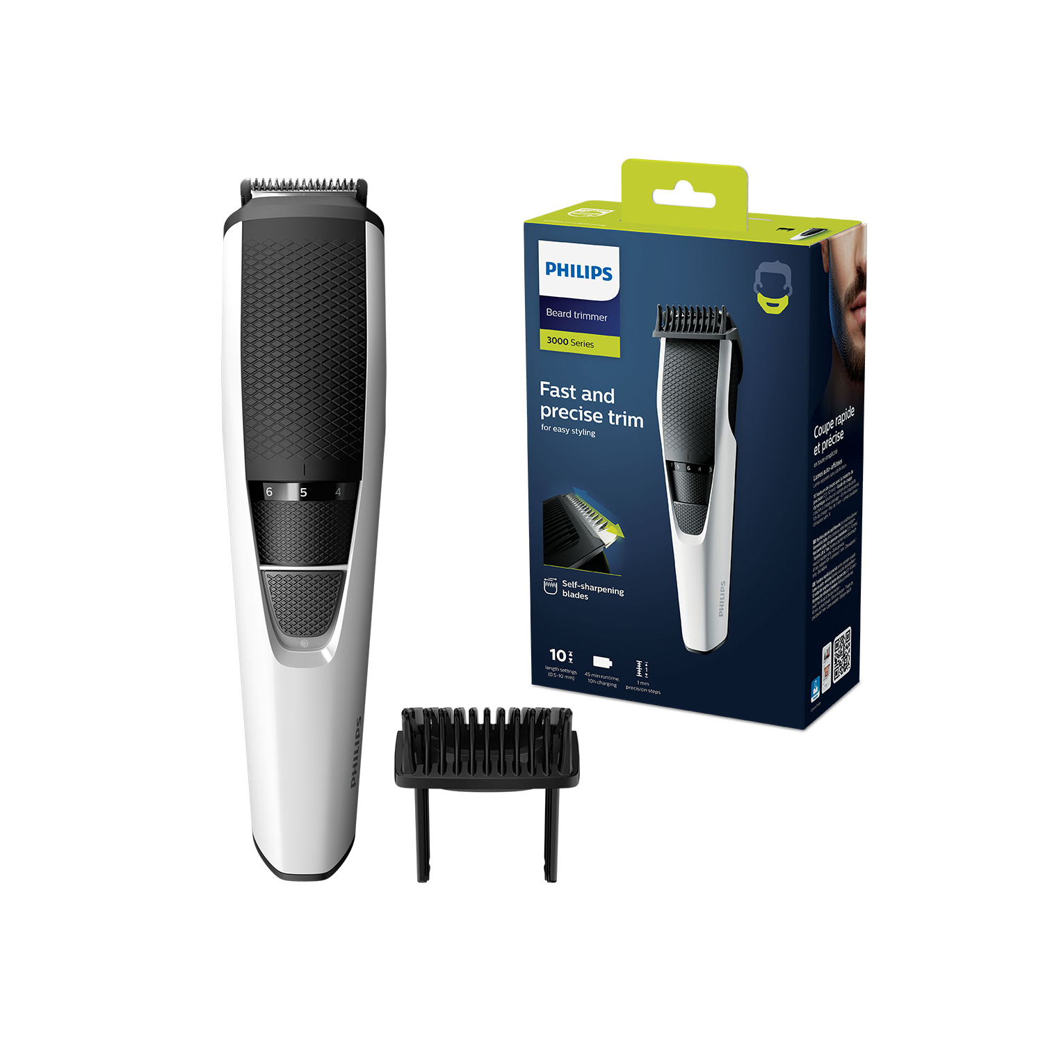 Philips Beard Trimmer 3000 Series - Self-Sharpening Blades, 20 Lock-In Settings, Lift&Trim Comb, 100% Waterproof, Battery Indicator, Usb Charging, Mo - Image 3