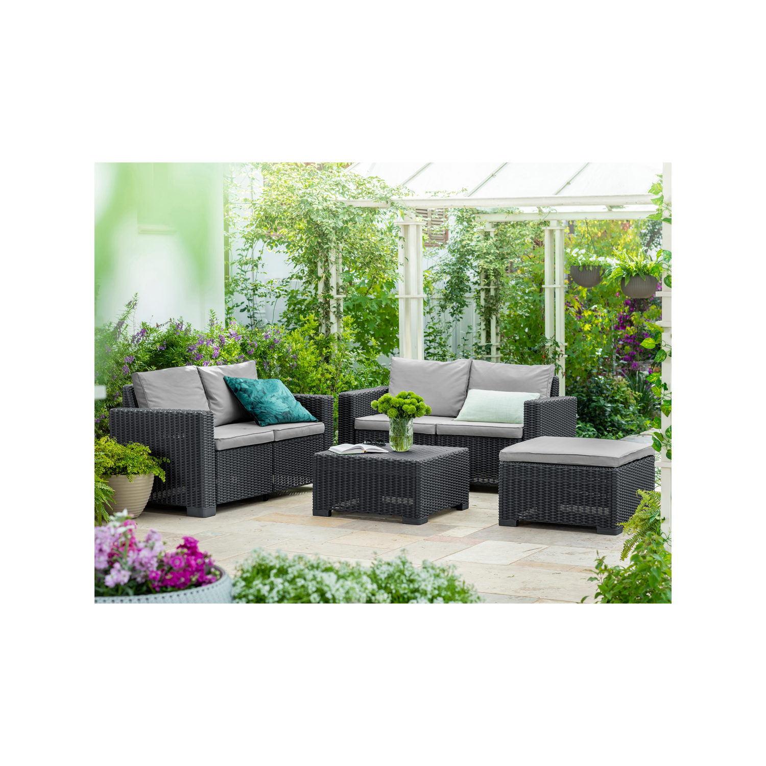 George Dark Grey Keter California 5 Seater Outdoor Garden Furniture Lounge Set