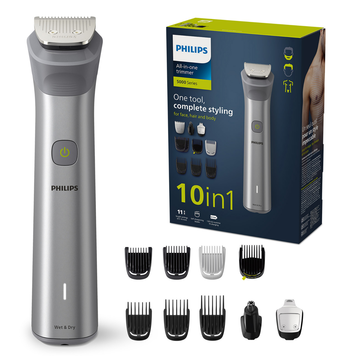 Philips 5000 Multigroom 10-In-1 Hair & Beard Trimmer - Shaver And Clipper For Face, Head & Body, Self-Sharpening Full Metal Blades, 11 Length Settings - Image 5