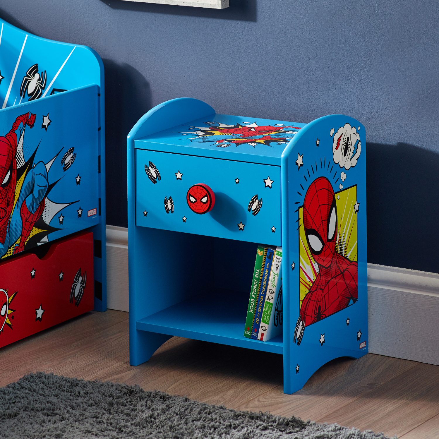 Spider-Man Blue Wooden Bedside Table