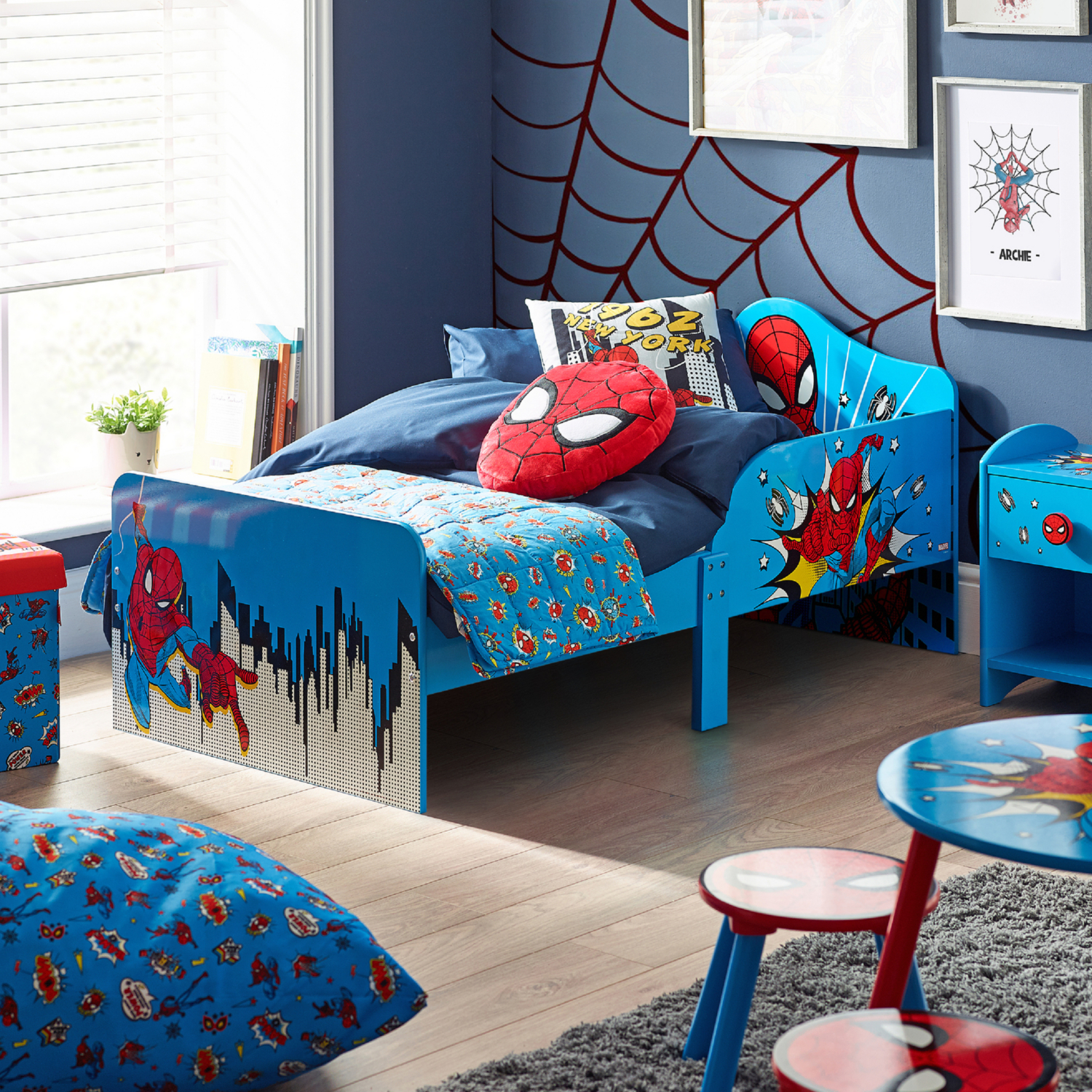 Marvel Red & White Spider-Man Wooden Toddler Bed