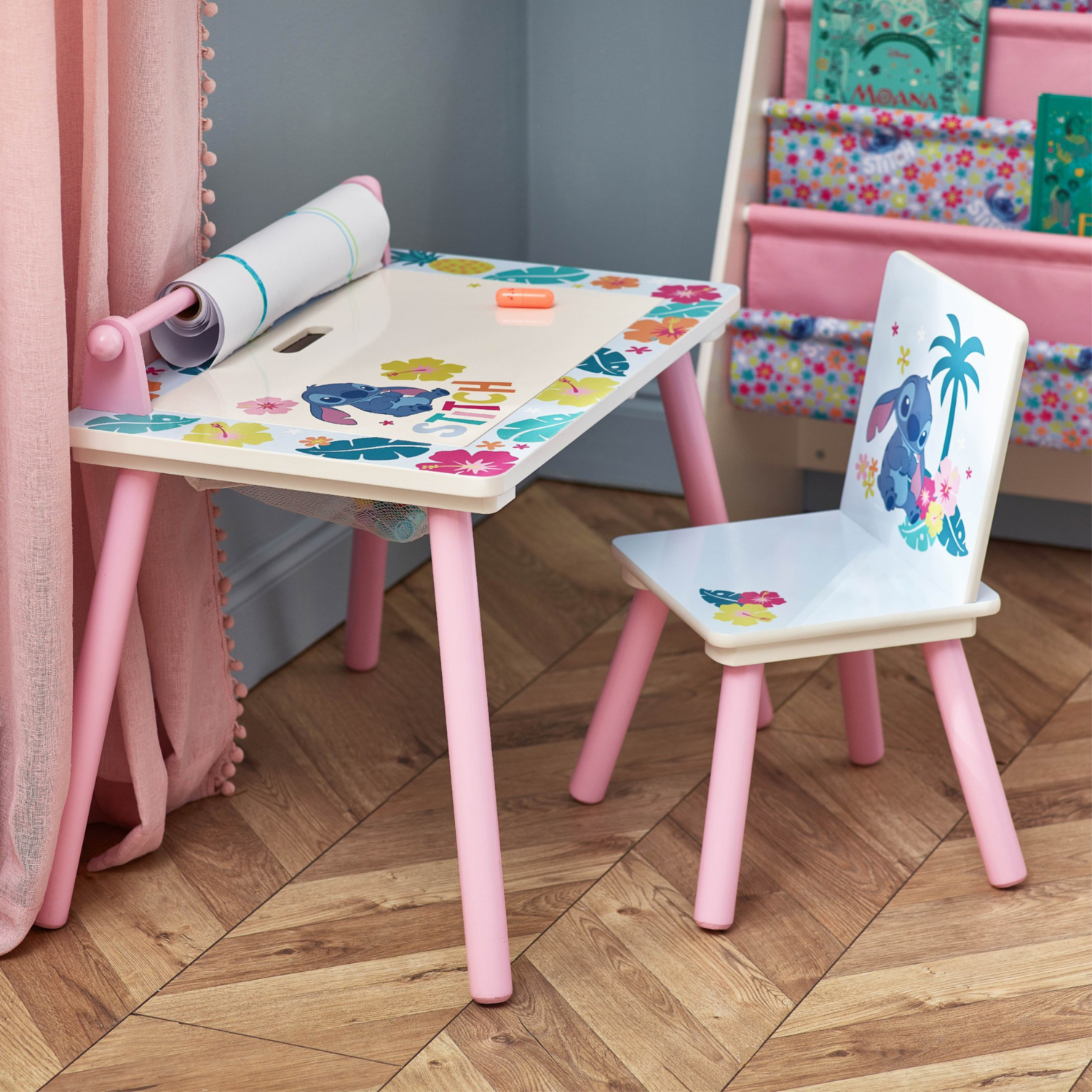 Disney Blue & White Stitch Kids Activity Table And Chair Set