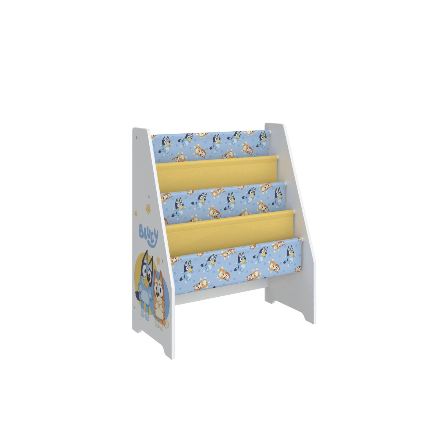 George Blue & White Bluey Wooden Kids Book Storage Rack