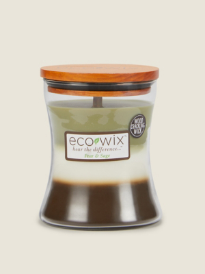 Eco Wix Pear & Sage Large Wooden Wick Candle Home at ASDA