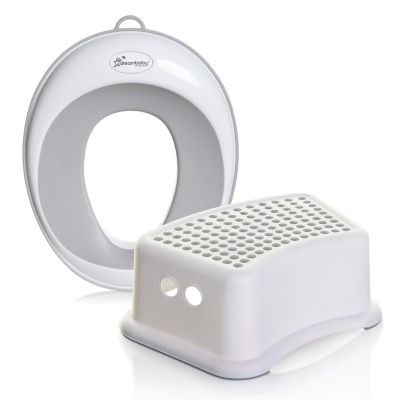 Dreambaby New Contoured Potty Seat & Step Stool Bundle -grey, White