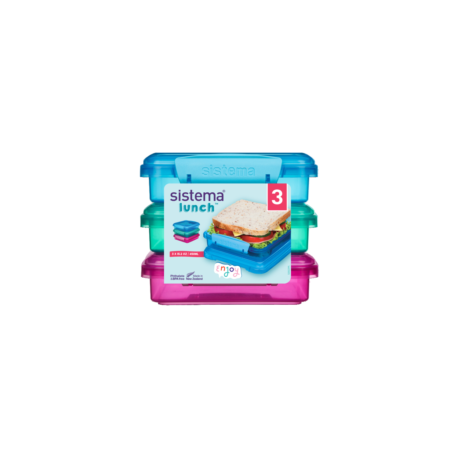 Sistema Multi 450Ml Sandwich Box - 3 Pack