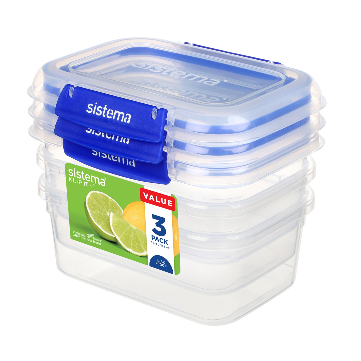 Klip It Sistema 1L Rectangle Plus 3 Pack