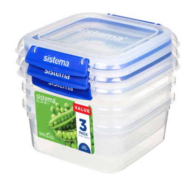 Sistema 1.15L Square Klip It Plus 3 Pack Home at ASDA