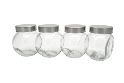 Glass Canister Spice Jars Set of 4 