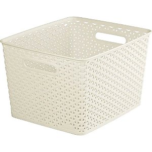 Curver Off White My Style Shallow Large Plastic Storage Basket Oblong Tray 