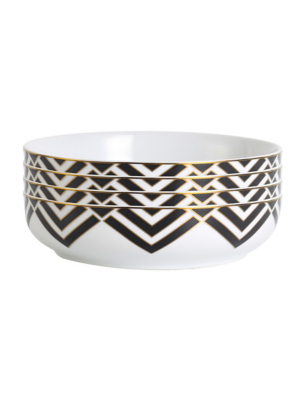 Black & White Geo Pasta Bowl Set of 4 at ASDA