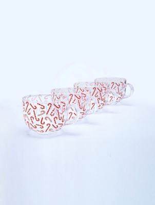 Red Christmas Candy Cane Cappuccino Mug Set of 4 at ASDA