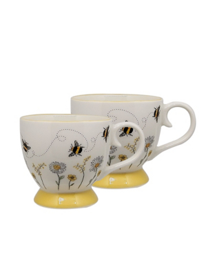 White Bee Footed Mug Set of 2 at ASDA