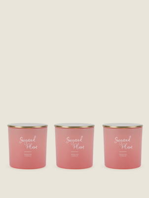 Sugared Plum Frosted Glass Candle Set of 3 at ASDA