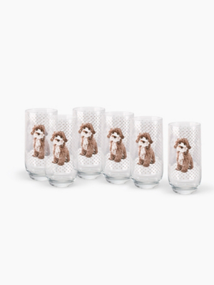 Polka Dot Dog Highball Glasses Set of 6 at ASDA