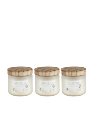 Soothe Lavendar and Honey Wooden Lid Large Candle Set of 3