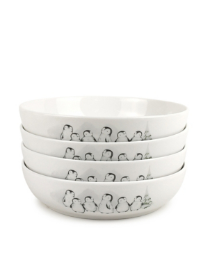 White Penguins Graphic Pasta Bowl Set of 4 at ASDA