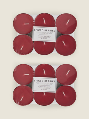 Red Maxi Spiced Berries Tealights Set of 24 at ASDA
