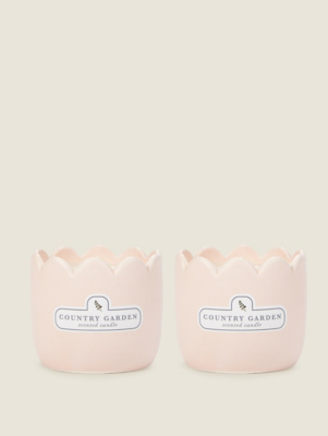 Pink Modern Cottage Fluted Ceramic Scented Candle Set of 2