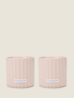 Pink Peony Blush & Rose Ceramic Scented Candle Set of 2 at ASDA