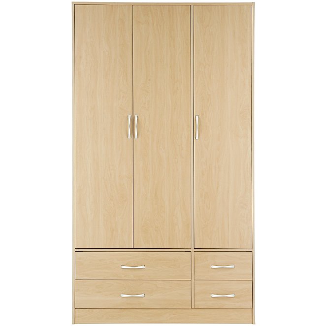 florida birch wardrobe 3 door 4 drawer furniture george at asda