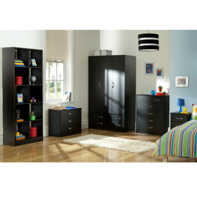 Dublin Black Wardrobe 3 Door 4 Drawer Furniture at ASDA