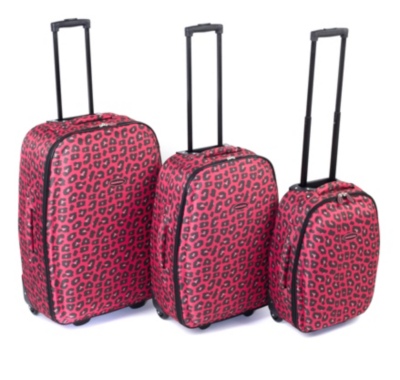 pink leopard print suitcase