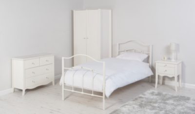 Tia Crystal Effect Bed Ivory Finish Kids Beds at ASDA