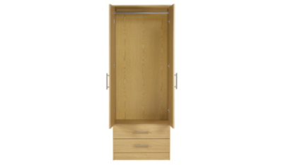 Home Roselyn 2 Door Wardrobe with Mirror and 2 Drawers Oak