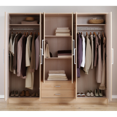 Washington 6 Door Plain Wardrobe Beech Effect Wardrobes