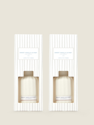 White Sweet Vanilla & Mint Ceramic Reed Diffuser - Set of 2 | George at ...
