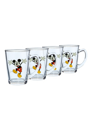 Disney Mickey Mouse Glass Tea Mug Set of 4 at ASDA