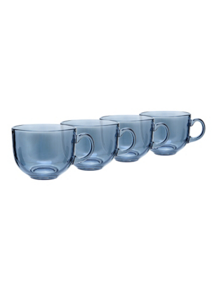 Grey Smoked Glass Cappuccino Mug Set of 4 at ASDA