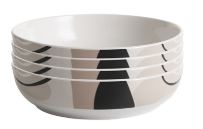 Cream & Black Sahara Bowl Set of 4 at ASDA